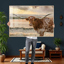 Texas Longhorn Wall Art Canvas Print, Rustic Ranch Decor,