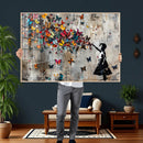 Banksy Wall Art - Banksy Girl and Butterfly Explosion Wall