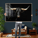 Black Bull Wall Art – Majestic Longhorn Canvas Print with
