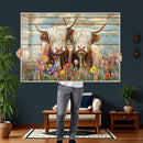 Cute Highland Cow Canvas Wall Art - Rustic Farmhouse Decor