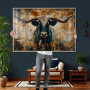 Longhorn Wall Art – Rustic Western Bull Canvas Print, Modern