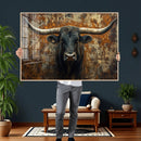 Longhorn Texas Cow Bull Wall Art | Rustic Farmhouse Canvas by MyGreatCanvas | Canvas Wall Art Prints | Photo Prints & Wall Decor