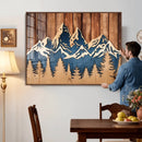 Rustic Wood Style Mountain Wall Art, Nature Forest Canvas
