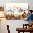 Abstract Mountain Wall Art | Misty Mountain Forest and