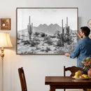 Black White Arizona Desert Canvas Wall Art Cactus Farmhouse