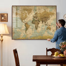 Vintage World Map Wall Art Canvas Print, Detailed World Map