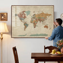 Vintage World Map Canvas Wall Art Print – Framed Modern