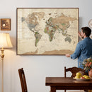 Framed World Map Wall Art for Home and Office Decor