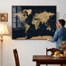 Vintage World Map Canvas on the Dark Background Wall Art
