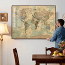 Vintage World Map Wall Art | Ready to Hang and Framed