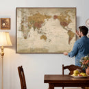 Vintage Detailed World Map Wall Art Canvas Print – Antique