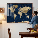 Navy Blue World Map Canvas Print – Detailed Map Minimal Navy by MyGreatCanvas | Canvas Wall Art Prints | Photo Prints & Wall Decor