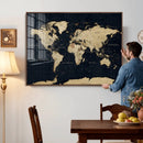 Dark World Map Canvas Wall Art Print, Minimal Black and Gold by MyGreatCanvas | Canvas Wall Art Prints | Photo Prints & Wall Decor