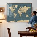 Minimal Vintage World Map Canvas Wall Art Print, Neutral