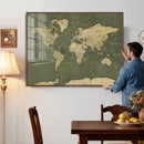 Large World Map Canvas Wall Art Print for Study Room Decor -
