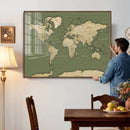Vintage World Map Canvas Wall Art Print, Classic Global Map