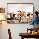 Texas Longhorn Cattle Wall Art Canvas Print, Sepia Western by MyGreatCanvas | Canvas Wall Art Prints | Photo Prints & Wall Decor