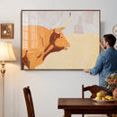 Minimal Longhorn Bull Wall Art Canvas Print, Neutral Western by MyGreatCanvas | Canvas Wall Art Prints | Photo Prints & Wall Decor