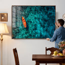Turquoise Ocean Boat Wall Art Canvas Print by MyGreatCanvas | Canvas Wall Art Prints | Photo Prints & Wall Decor