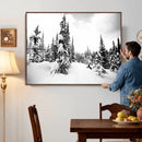 Black and White Snowy Pine Forest Wall Art Canvas Print, by MyGreatCanvas | Canvas Wall Art Prints | Photo Prints & Wall Decor