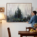 Misty Pine Forest Oil Painting Canvas — Dark Moody Teal Grey by MyGreatCanvas | Canvas Wall Art Prints | Photo Prints & Wall Decor