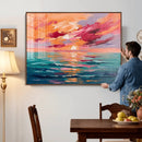 Bold Palette Knife Ocean Sunset Canvas — Orange Pink Teal by MyGreatCanvas | Canvas Wall Art Prints | Photo Prints & Wall Decor