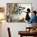 Banksy Butterfly Girl Wall Art Canvas Print, Framed Street by MyGreatCanvas | Canvas Wall Art Prints | Photo Prints & Wall Decor