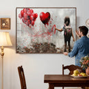 Girl Graffiti Wall Art Canvas Print, Red Balloon Heart by MyGreatCanvas | Canvas Wall Art Prints | Photo Prints & Wall Decor