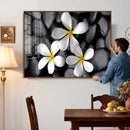 Plumeria Frangipani Black Stone Canvas | White Flower Spa by MyGreatCanvas | Canvas Wall Art Prints | Photo Prints & Wall Decor