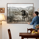 Texas Longhorn Bull Wall Art Canvas Print, Western Farmhouse by MyGreatCanvas | Canvas Wall Art Prints | Photo Prints & Wall Decor