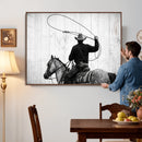 Cowboy Lasso Canvas Wall Art, Black White Western Horse by MyGreatCanvas | Canvas Wall Art Prints | Photo Prints & Wall Decor