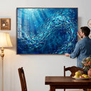 School of Fish Canvas Print | Blue Ocean Underwater Wall Art by MyGreatCanvas | Canvas Wall Art Prints | Photo Prints & Wall Decor
