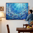 School of Fish Canvas Print | Blue Ocean Underwater Wall Art by MyGreatCanvas | Canvas Wall Art Prints | Photo Prints & Wall Decor