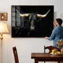 Black Bull Wall Art – Majestic Longhorn Canvas Print with