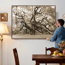Sepia Framed Angel Oak Tree Wall Art - 3-Panel Canvas
