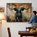 Longhorn Wall Art – Rustic Western Bull Canvas Print, Modern