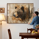 Rustic Grizzly Bear Wall Art, Abstract Grizzly 399 Bear Wall