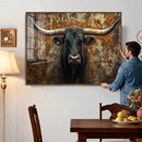Longhorn Texas Cow Bull Wall Art | Rustic Farmhouse Canvas by MyGreatCanvas | Canvas Wall Art Prints | Photo Prints & Wall Decor