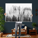 Forest Wall Art Print | Foggy Pine Forest Canvas Wall Art -