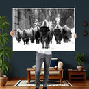Bison Herd in Snow Wall Art Canvas Print | Rustic Western