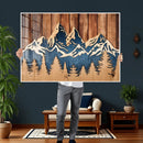 Rustic Wood Style Mountain Wall Art, Nature Forest Canvas