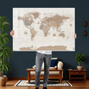 Framed Large World Map Canvas Print for Office Decor by MyGreatCanvas | Canvas Wall Art Prints | Photo Prints & Wall Decor