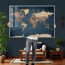 Navy Blue World Map Canvas Print – Framed Travel Map Wall by MyGreatCanvas | Canvas Wall Art Prints | Photo Prints & Wall Decor