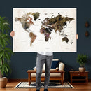 Watercolor World Map Print - Large Wall Art Canvas Print for