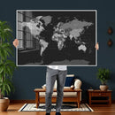 Black World Map Wall Art Canvas Print – Detailed Map of the by MyGreatCanvas | Canvas Wall Art Prints | Photo Prints & Wall Decor