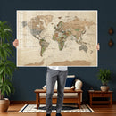 Framed World Map Wall Art for Home and Office Decor