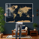 Vintage World Map Canvas on the Dark Background Wall Art