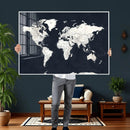 Black World Map Wall Art Canvas Print for Home Office and by MyGreatCanvas | Canvas Wall Art Prints | Photo Prints & Wall Decor
