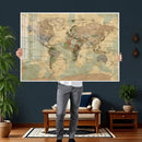 Vintage World Map Wall Art | Ready to Hang and Framed