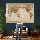 Vintage Detailed World Map Wall Art Canvas Print – Antique